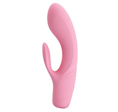 Wibrator z masażerem łechtaczki i wypustkami 15cm Wibrator z masażerem łechtaczki i wypustkami 15cm