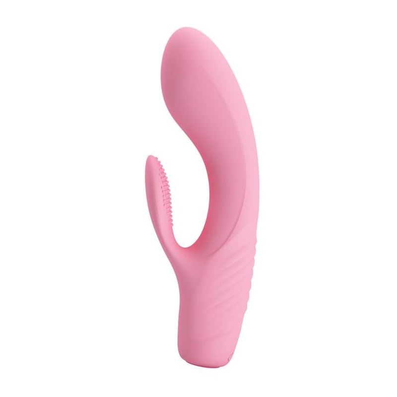Wibrator z masażerem łechtaczki i wypustkami 15cm Wibrator z masażerem łechtaczki i wypustkami 15cm