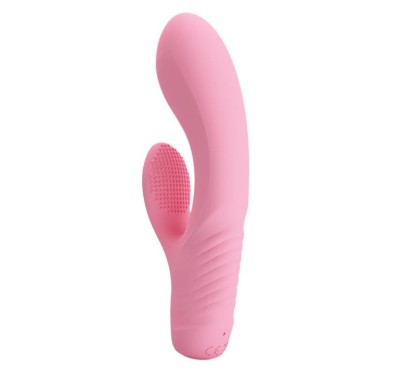 Wibrator z masażerem łechtaczki i wypustkami 15cm Wibrator z masażerem łechtaczki i wypustkami 15cm