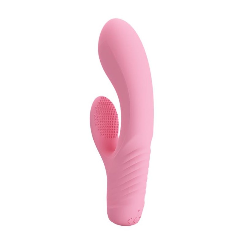 Wibrator z masażerem łechtaczki i wypustkami 15cm Wibrator z masażerem łechtaczki i wypustkami 15cm