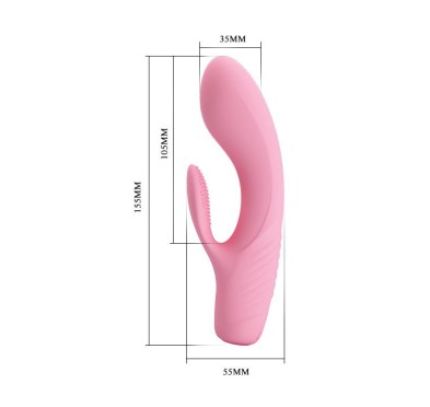 Wibrator z masażerem łechtaczki i wypustkami 15cm Wibrator z masażerem łechtaczki i wypustkami 15cm