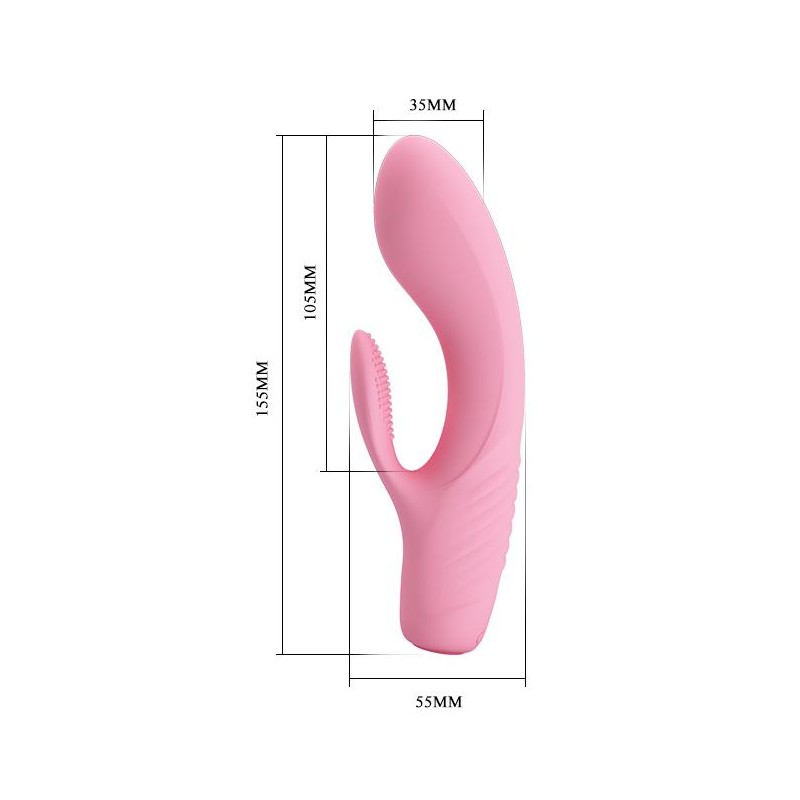 Wibrator z masażerem łechtaczki i wypustkami 15cm Wibrator z masażerem łechtaczki i wypustkami 15cm