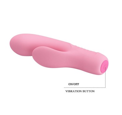 Wibrator z masażerem łechtaczki i wypustkami 15cm Wibrator z masażerem łechtaczki i wypustkami 15cm