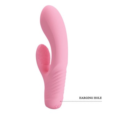 Wibrator z masażerem łechtaczki i wypustkami 15cm Wibrator z masażerem łechtaczki i wypustkami 15cm