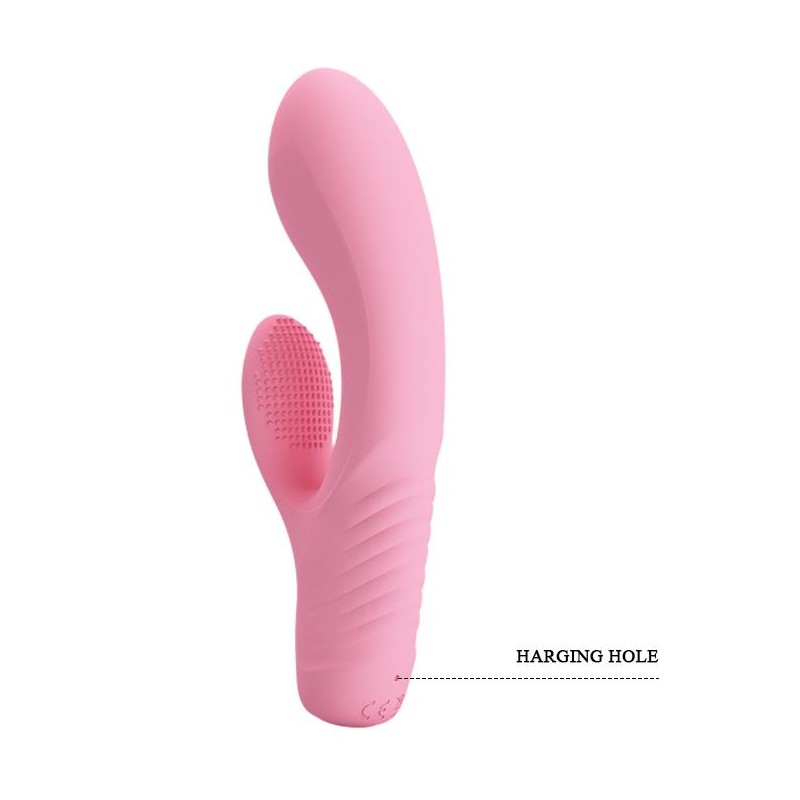 Wibrator z masażerem łechtaczki i wypustkami 15cm Wibrator z masażerem łechtaczki i wypustkami 15cm