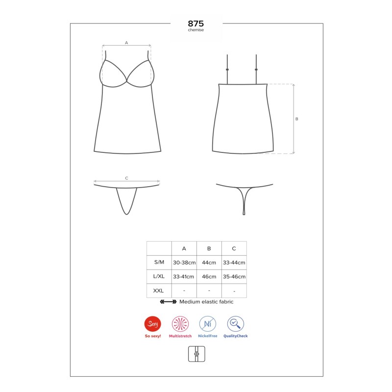 Czarna sex koszulka stringi komplet obsessive l/xl Czarna sex koszulka stringi komplet obsessive l/xl
