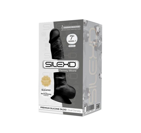 Duże czarne wyżyłowane dildo z przyssawką 17,7 cm