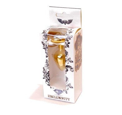 Stalowy złoty korek analny stal kryształ serce 7cm Stalowy złoty korek analny stal kryształ serce 7cm