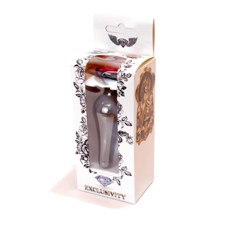 Długi stalowy korek plug analny z kryształem 2,7cm Długi stalowy korek plug analny z kryształem 2,7cm