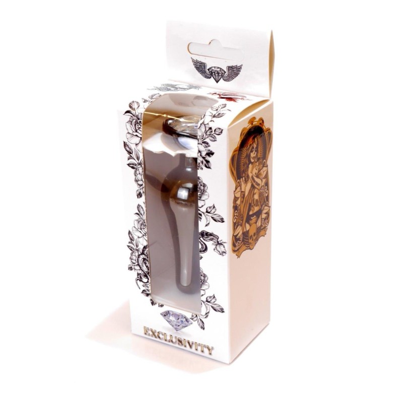Długi stalowy korek plug analny z kryształem 2,7cm Długi stalowy korek plug analny z kryształem 2,7cm