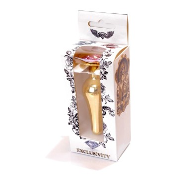 Stalowy korek analny złoty metalowy kryształ 9cm Stalowy korek analny złoty metalowy kryształ 9cm