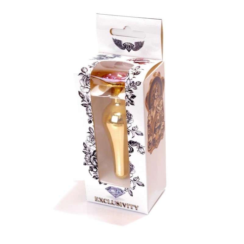 Stalowy korek analny złoty metalowy kryształ 9cm Stalowy korek analny złoty metalowy kryształ 9cm