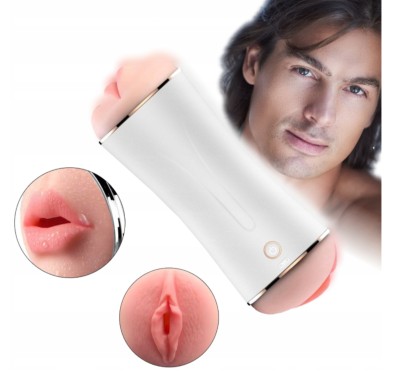 Wibrujący podwójny masturbator dwa wejścia dźwięk