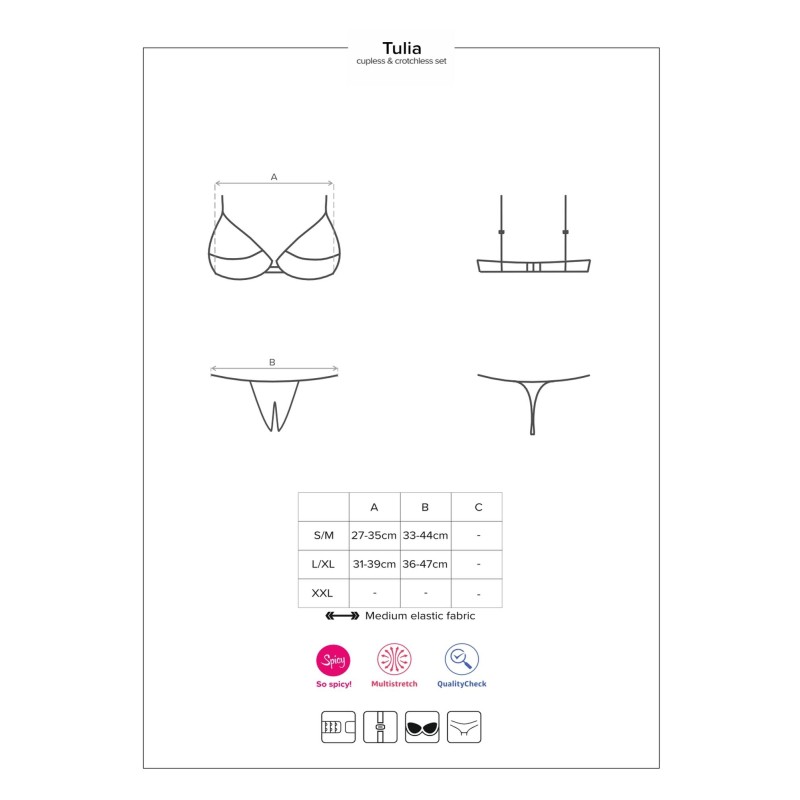 Wycięte stringi stanik sex komplet obsessive l/xl