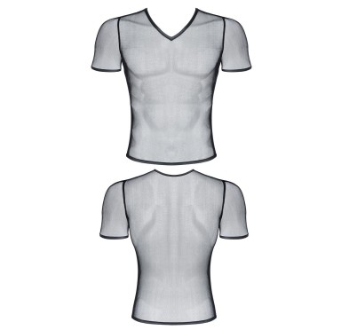 Męski t-shirt z elastycznej siatki w serek xl