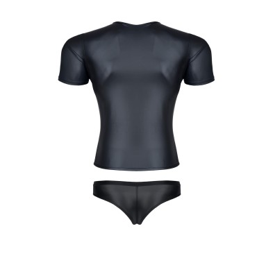 Męski komplet z wetlooka: t-shirt w serek, figi typu brazyliany s