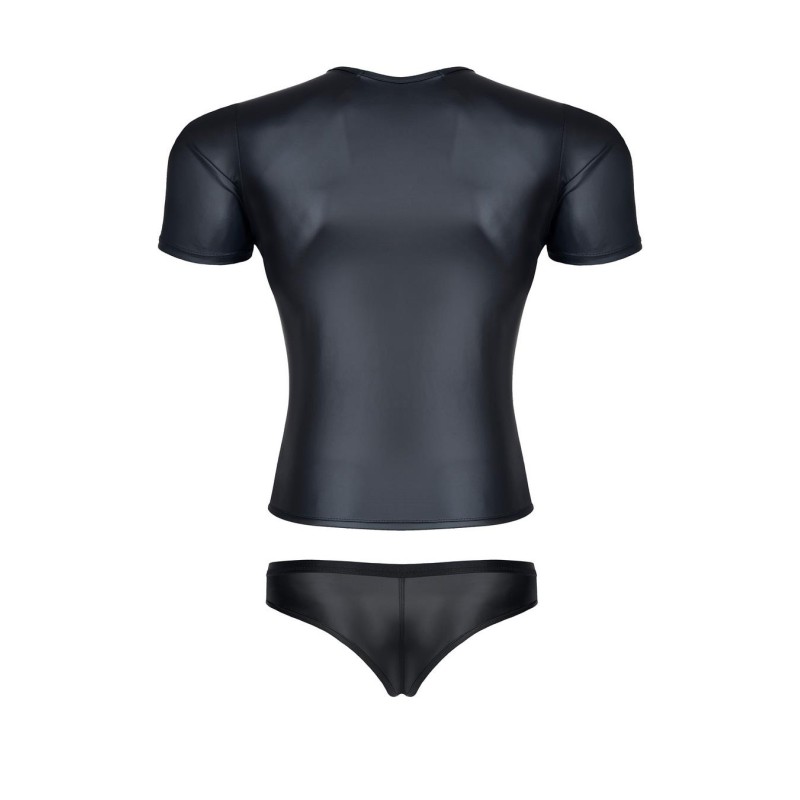 Męski komplet z wetlooka: t-shirt w serek, figi typu brazyliany s