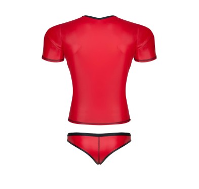 Męski komplet z wetlooka: t-shirt w serek, figi typu brazyliany xl