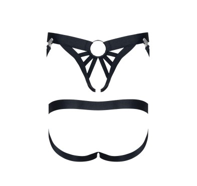 Męski komplet z gumy: t-shirt z ozdobami z tyłu i przodu, figi z otwartym tyłem l/xl