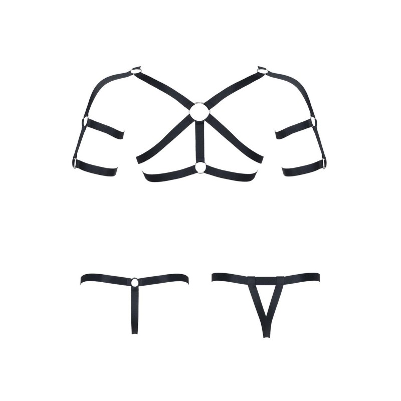 Męski komplet z gumy: t-shirt z ozdobami z tyłu i przodu, 2 pack stringi s/m