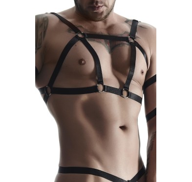 Męski komplet z gumy: t-shirt z ozdobami z tyłu i przodu, 2 pack stringi s/m