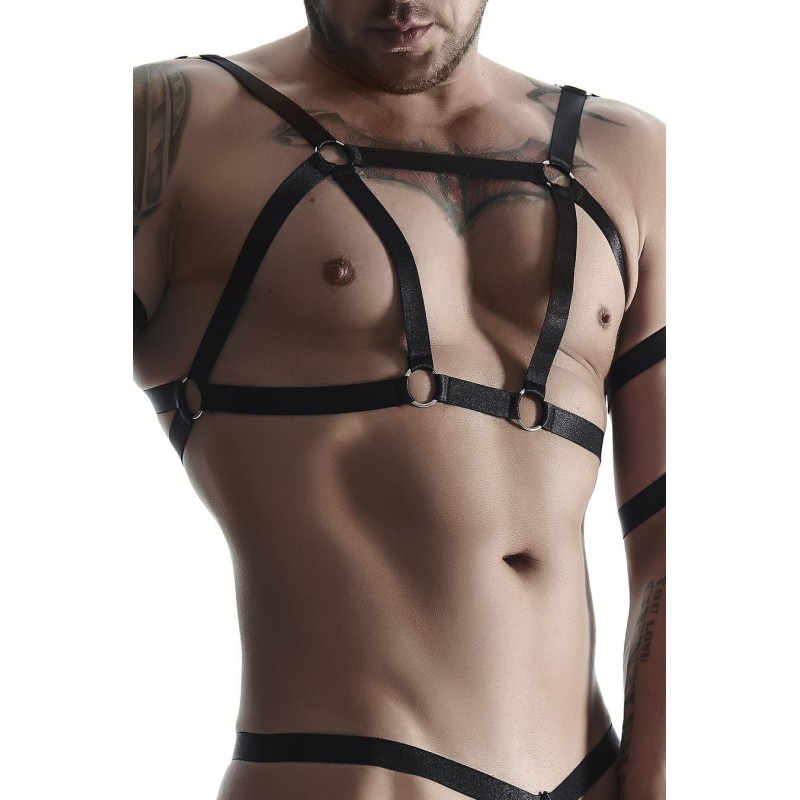 Męski komplet z gumy: t-shirt z ozdobami z tyłu i przodu, 2 pack stringi s/m