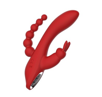 Wibrator króliczek waginalny analny potrójny 21cm Wibrator króliczek waginalny analny potrójny 21cm