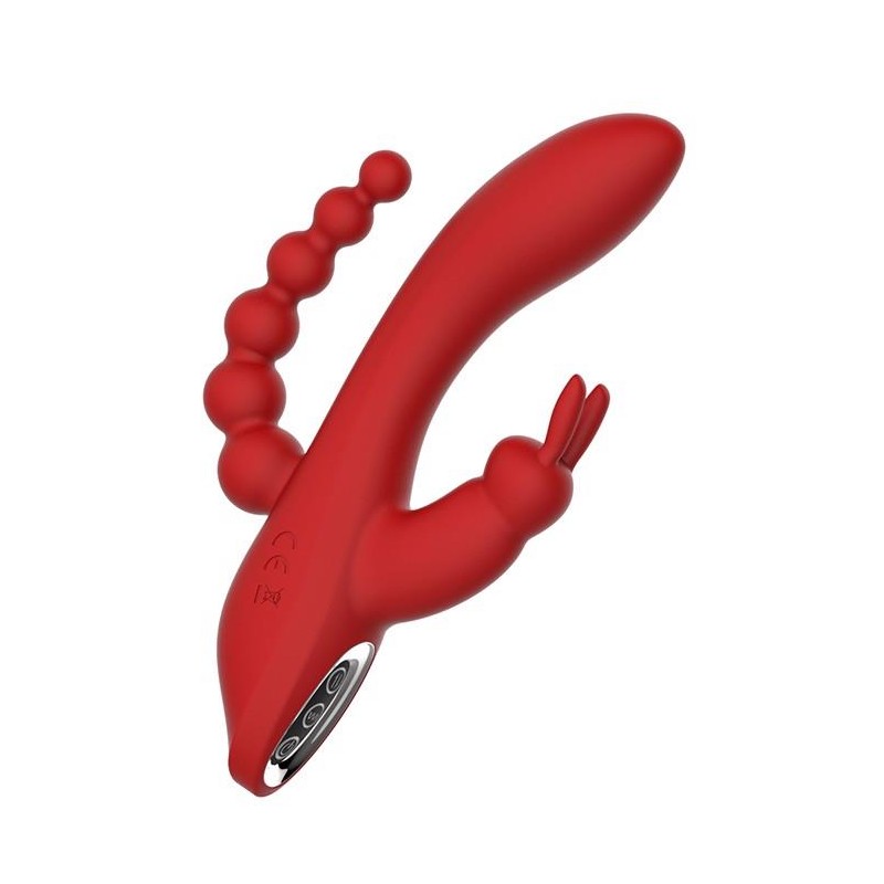 Wibrator króliczek waginalny analny potrójny 21cm Wibrator króliczek waginalny analny potrójny 21cm