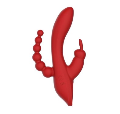 Wibrator króliczek waginalny analny potrójny 21cm Wibrator króliczek waginalny analny potrójny 21cm