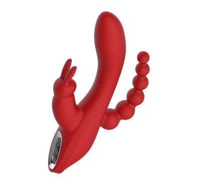 Wibrator króliczek waginalny analny potrójny 21cm Wibrator króliczek waginalny analny potrójny 21cm