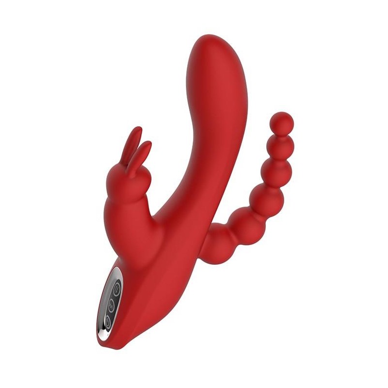 Wibrator króliczek waginalny analny potrójny 21cm Wibrator króliczek waginalny analny potrójny 21cm