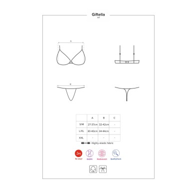 Czerwony komplet biustonosz stringi giftella s/m Czerwony komplet biustonosz stringi giftella s/m