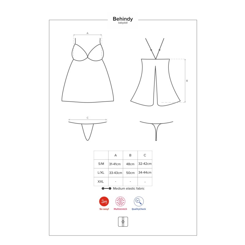 Koszulka babydoll stringi komplet obsessive l/xl Koszulka babydoll stringi komplet obsessive l/xl