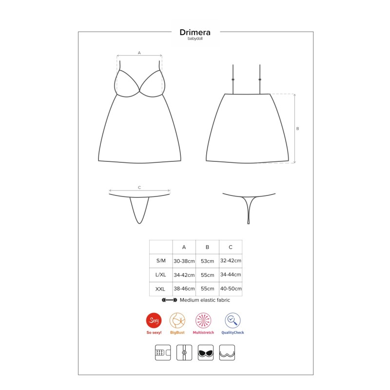 Babydoll koszulka stringi komplet obsessive s/m