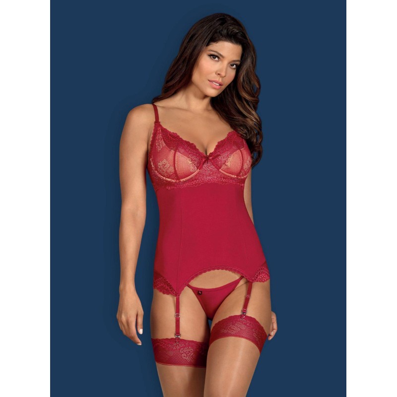 Czerwony sex komplet gorset stringi obsessive s/m Czerwony sex komplet gorset stringi obsessive s/m