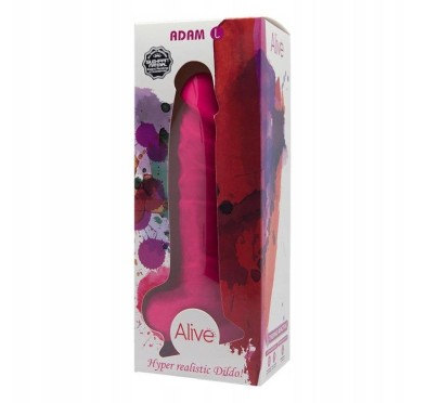 Różowe żylaste dildo z przyssawką i jądrami 21,5cm