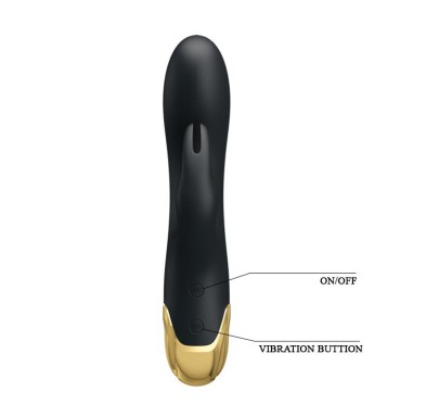Złocony wibrator z masażerem łechtaczki usb 19cm Złocony wibrator z masażerem łechtaczki usb 19cm