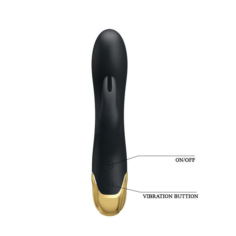 Złocony wibrator z masażerem łechtaczki usb 19cm Złocony wibrator z masażerem łechtaczki usb 19cm