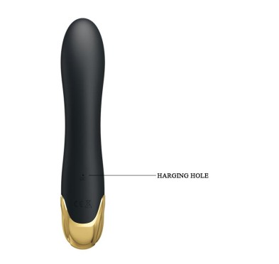 Złocony wibrator z masażerem łechtaczki usb 19cm Złocony wibrator z masażerem łechtaczki usb 19cm