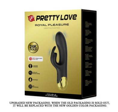 Złocony wibrator z masażerem łechtaczki usb 19cm Złocony wibrator z masażerem łechtaczki usb 19cm