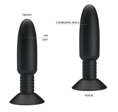 Korek analny z wibracjami rotacją przyssawka 14cm Korek analny z wibracjami rotacją przyssawka 14cm