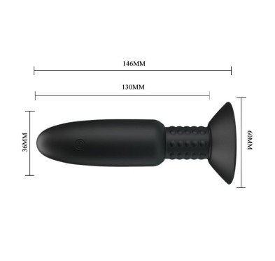 Korek analny z wibracjami rotacją przyssawka 14cm Korek analny z wibracjami rotacją przyssawka 14cm