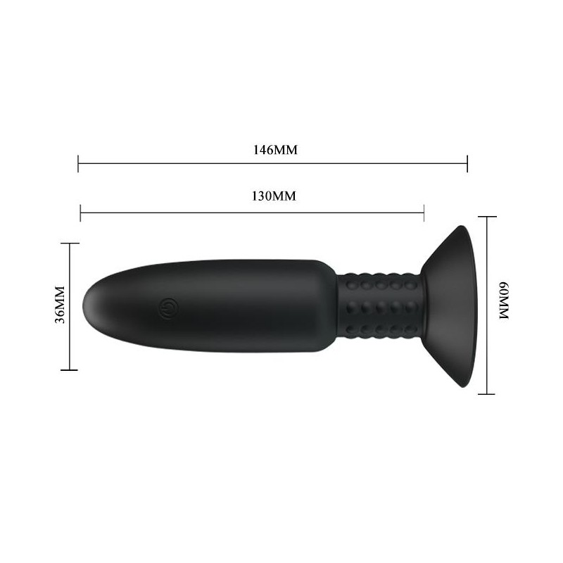 Korek analny z wibracjami rotacją przyssawka 14cm Korek analny z wibracjami rotacją przyssawka 14cm