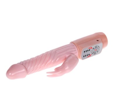 Ogrzewany wibrator z sex masażerem łechtaczki 21cm Ogrzewany wibrator z sex masażerem łechtaczki 21cm