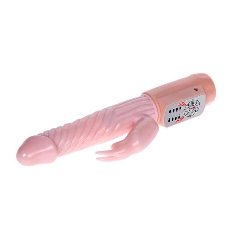 Ogrzewany wibrator z sex masażerem łechtaczki 21cm Ogrzewany wibrator z sex masażerem łechtaczki 21cm