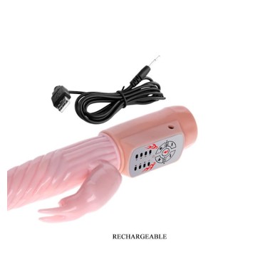 Ogrzewany wibrator z sex masażerem łechtaczki 21cm Ogrzewany wibrator z sex masażerem łechtaczki 21cm