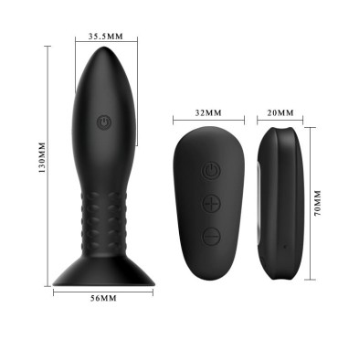 Korek analny z rotacją wibracją plotem 13cm 4tryby Korek analny z rotacją wibracją plotem 13cm 4tryby
