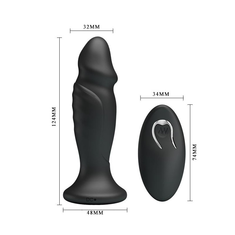 Mini penis korek analny wibrujący na pilota 12cm Mini penis korek analny wibrujący na pilota 12cm