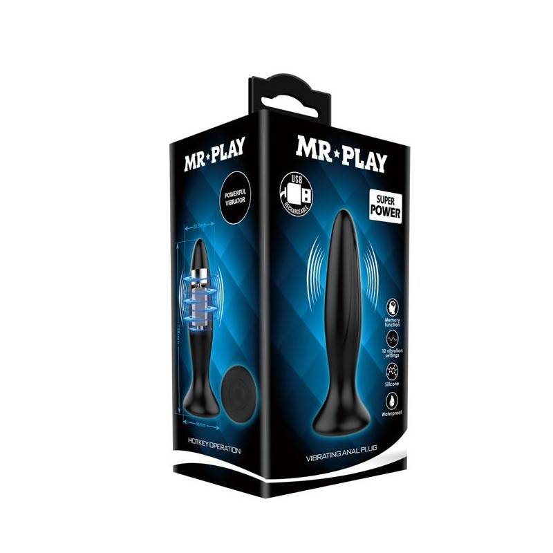 Smukły klasyczny korek analny plug wibrujący 12cm Smukły klasyczny korek analny plug wibrujący 12cm