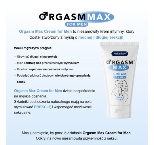 Krem na erekcje przedłużający orgasm max 50ml